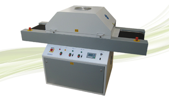 UV dryer with belt transport for single side assembled printed circuit boards 